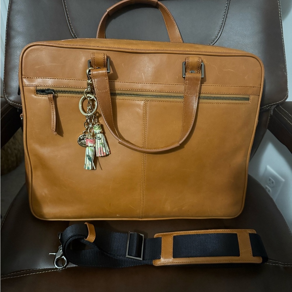 Brahmin Andy Briefcase Brown Kesington Genuine Leather